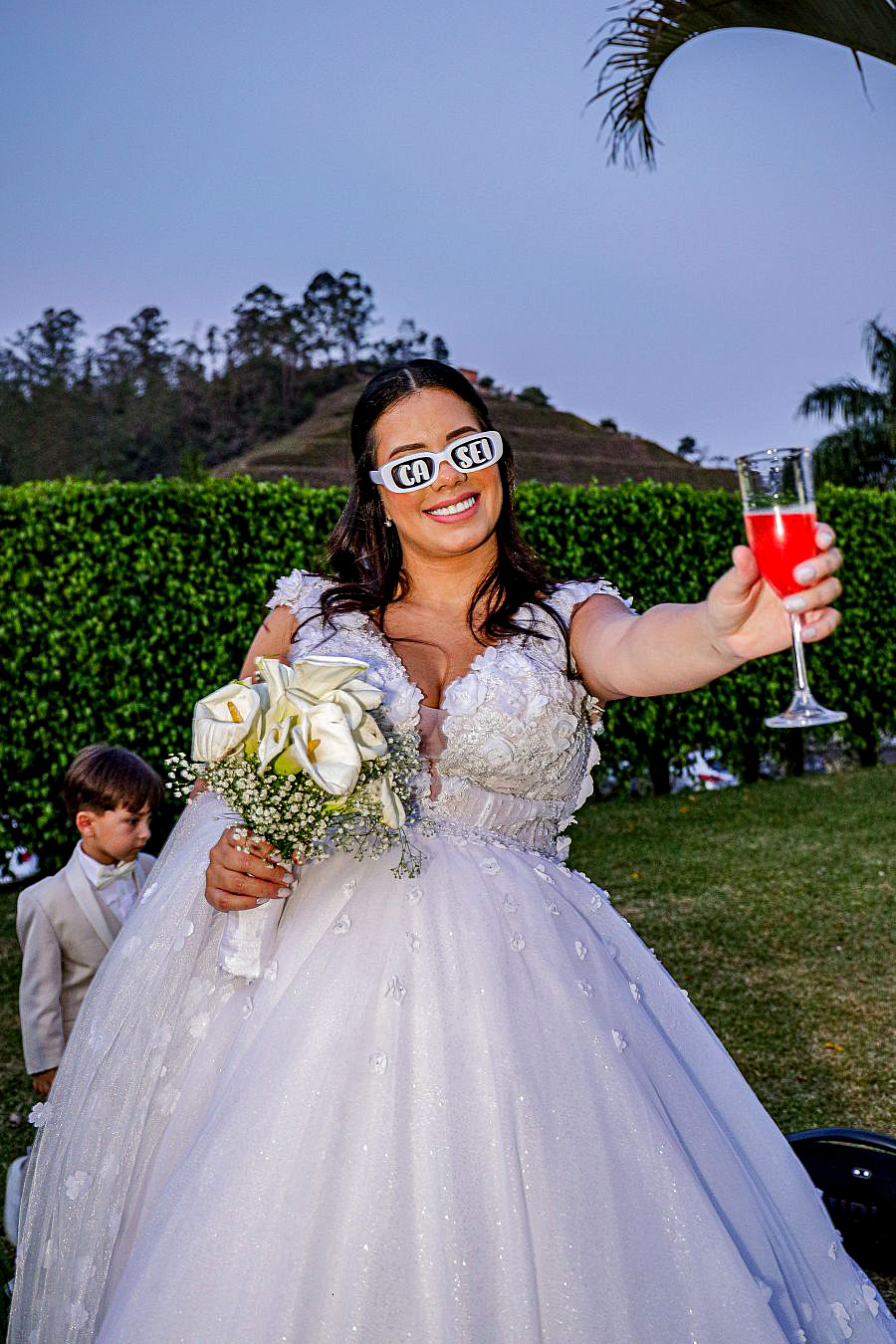 Noivos durante casamento